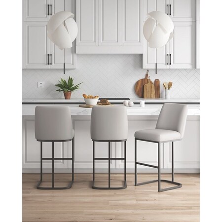 Manhattan Comfort Serena Barstool in Light Grey, 3PK 3-BS020-LG